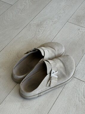 Men's Suede Slip-On Clog in Light Taupe